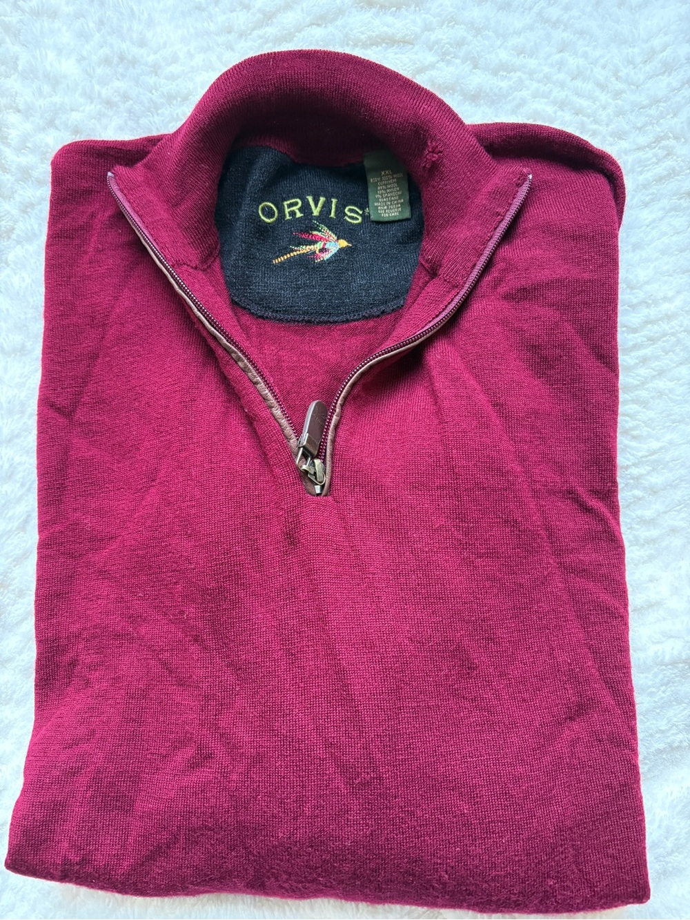Orvis Men's Half-Zip Wool Sweater in Burgundy~2XL
